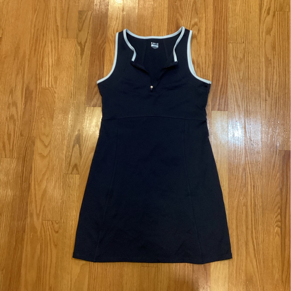 Hind Navy Blue Sleeveless Mini Dress with White Trim